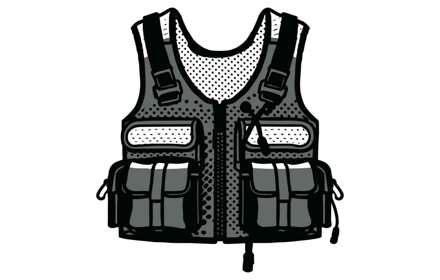 rivière pêche gilet vecteur, pêche gilet silhouette , gilet icône vecteur