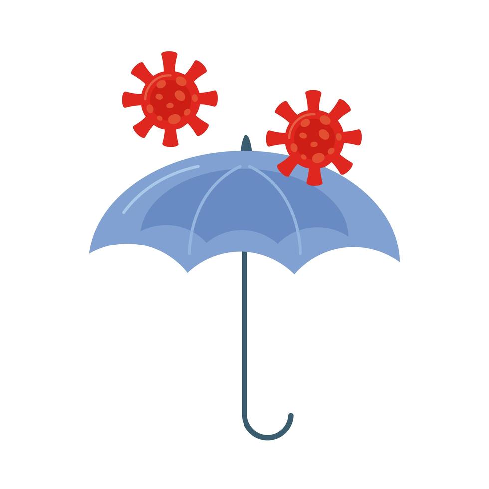 particules de virus covid19 avec protection parapluie vecteur