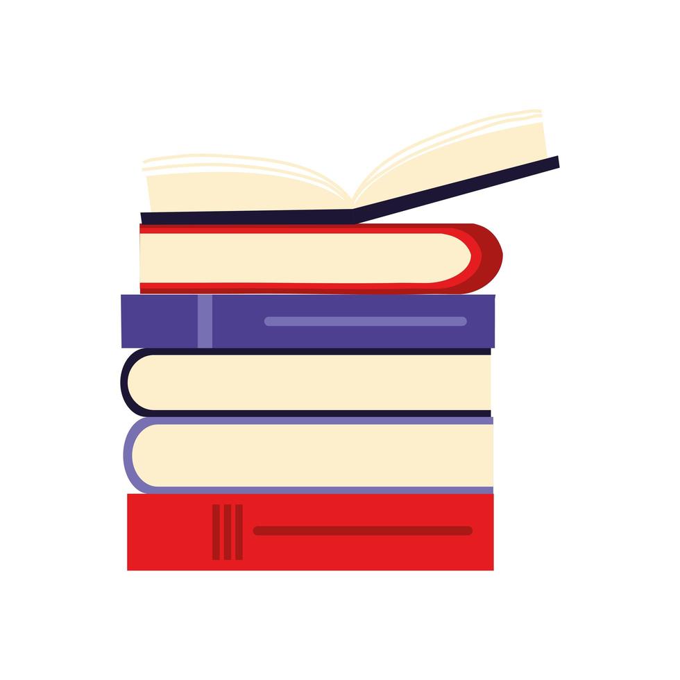 icônes de livres de texte de pile d'école vecteur