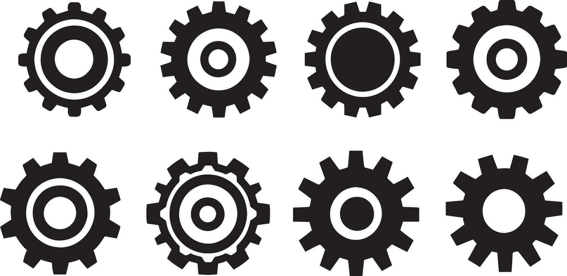 roue dentée icône ensemble vecteur illustration