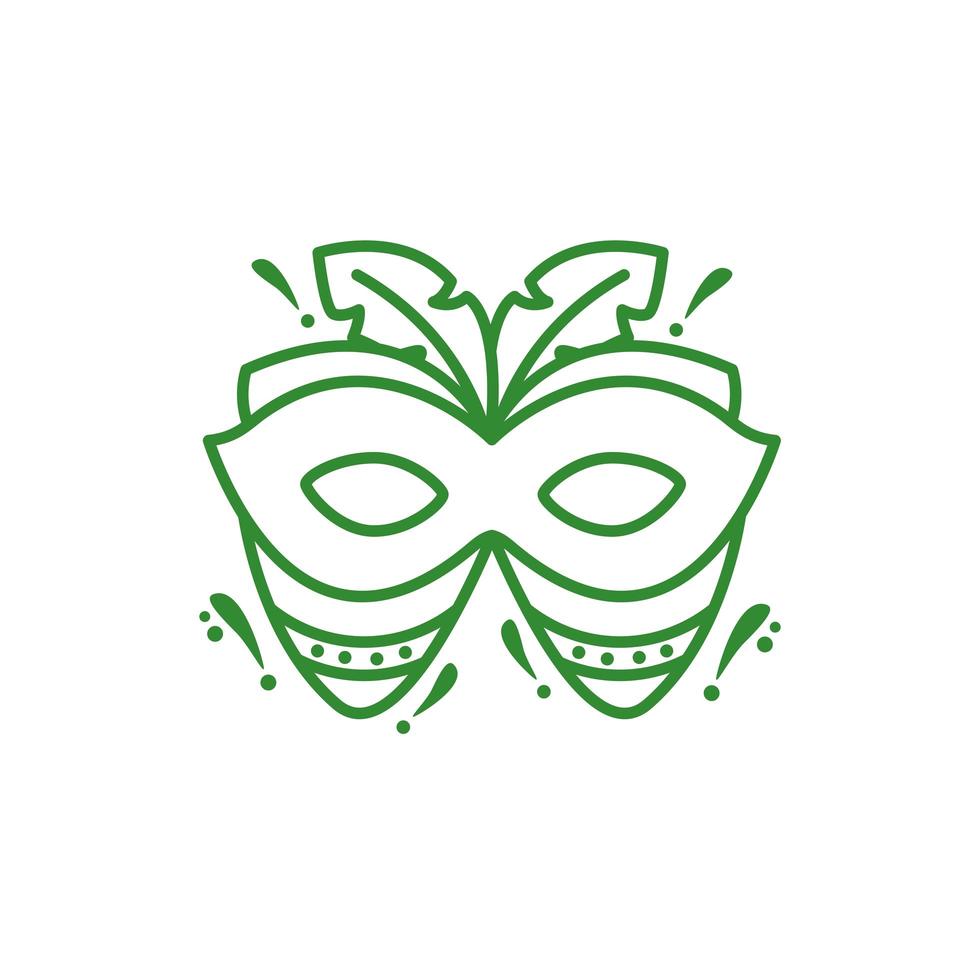 masque avec l'icône de carnaval de plumes vecteur