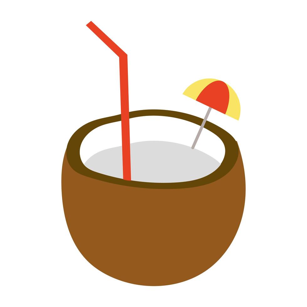 icône isolée de cocktail de noix de coco fraîche vecteur