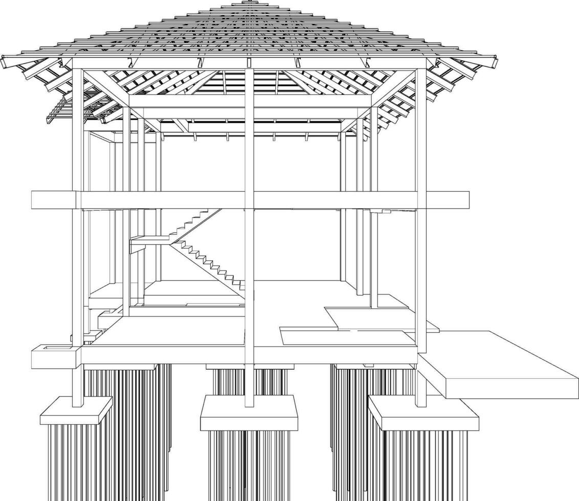 3d illustration de bâtiment structure vecteur