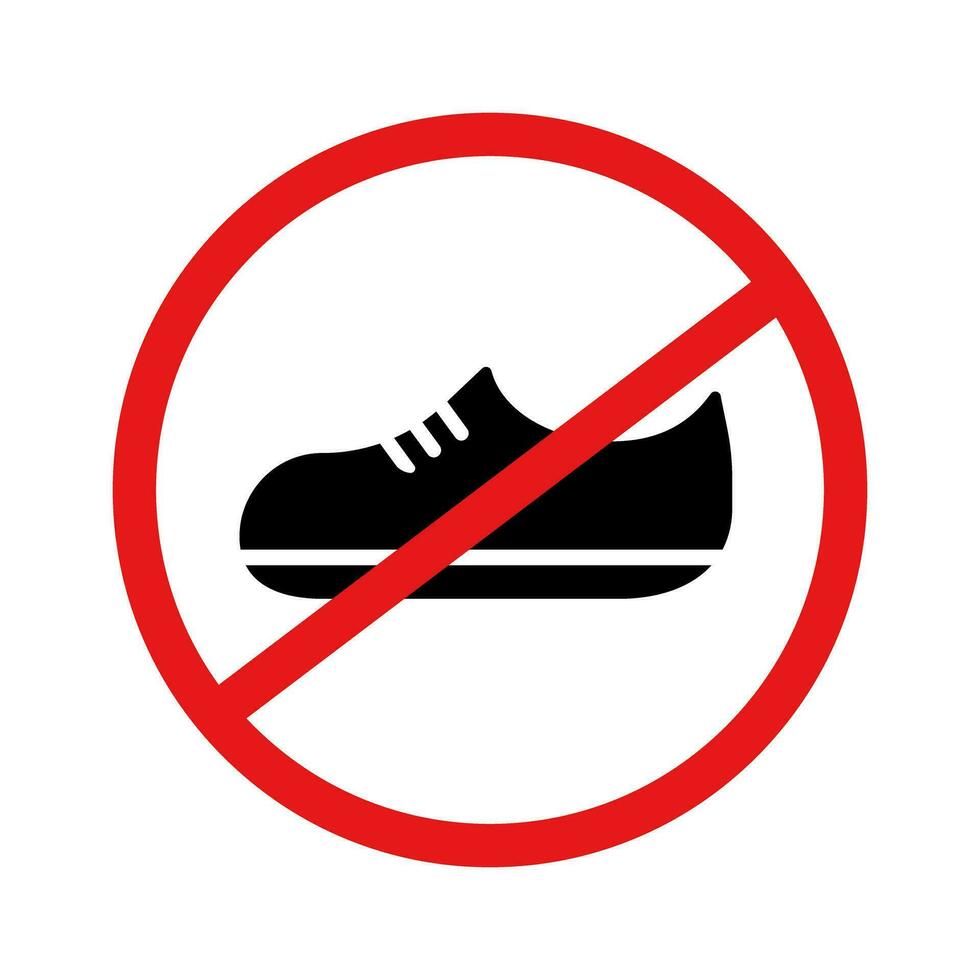 non des chaussures strictement interdit signe. des chaussures et Arrêtez marquer. vecteur. vecteur