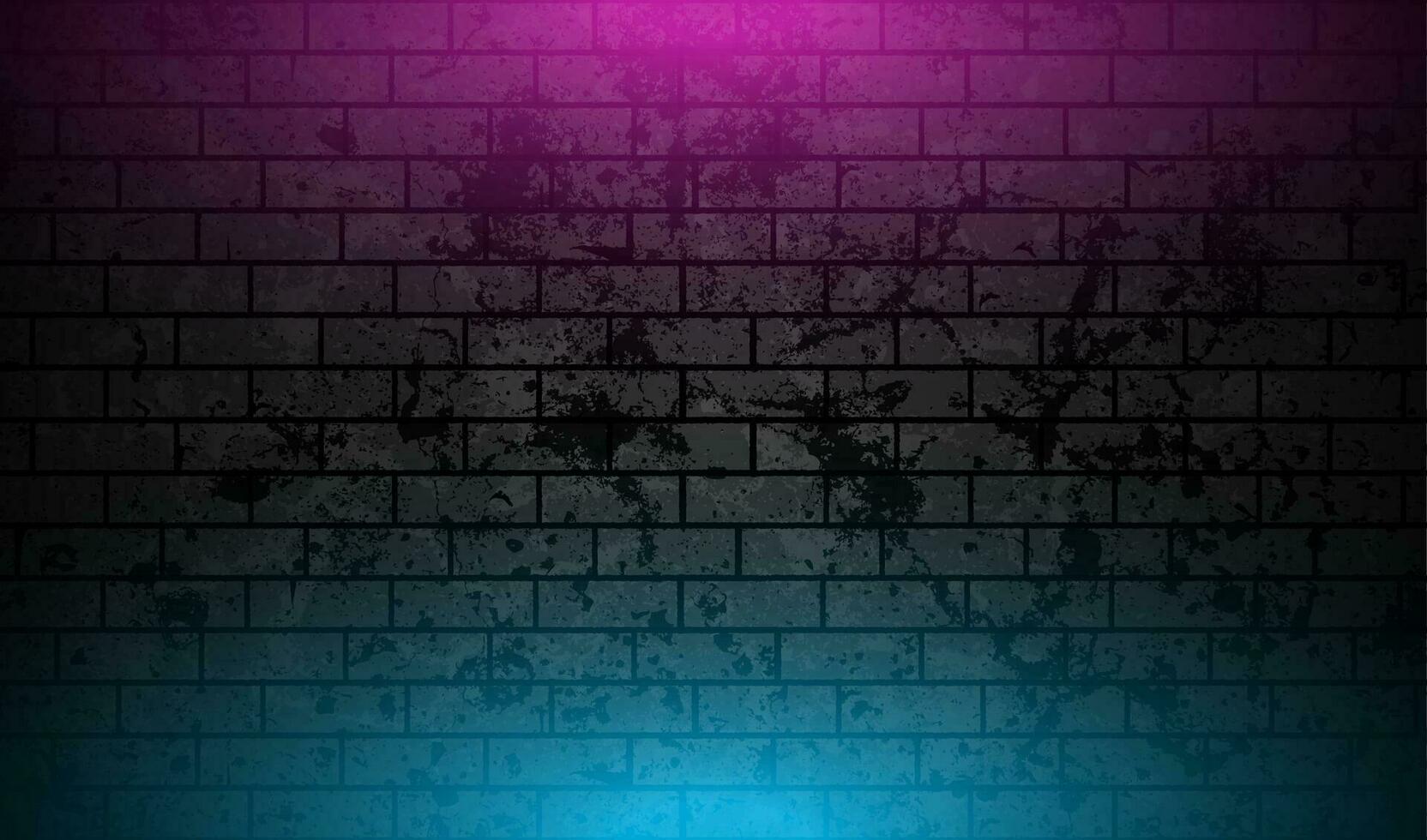 grunge brique mur avec bleu violet néon éclairage abstrait Contexte vecteur