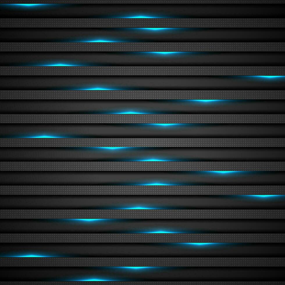 noir rayures avec bleu néon lumière technologie Contexte vecteur