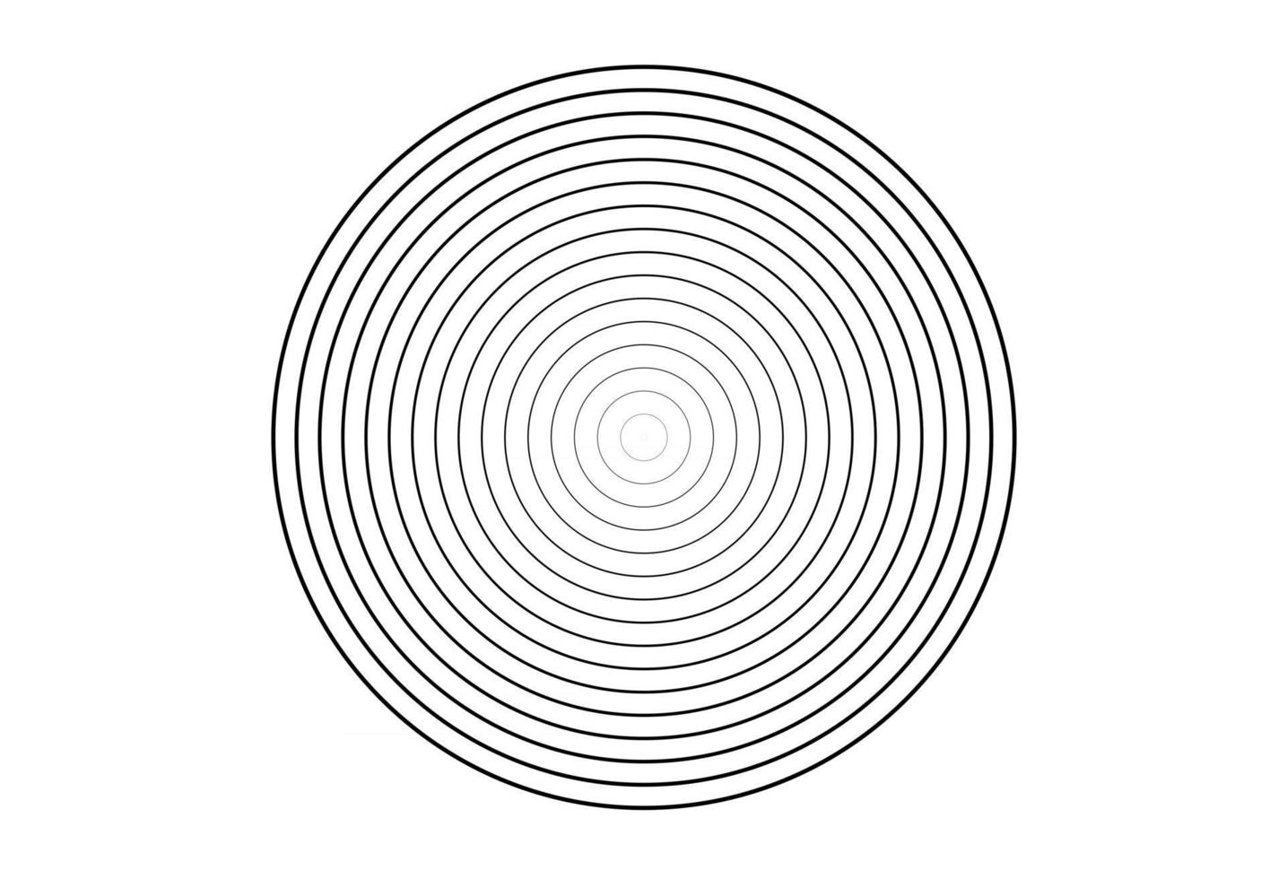 élément de cercle concentrique. anneau de couleur noir et blanc. illustration vectorielle abstraite pour onde sonore, graphique monochrome. vecteur