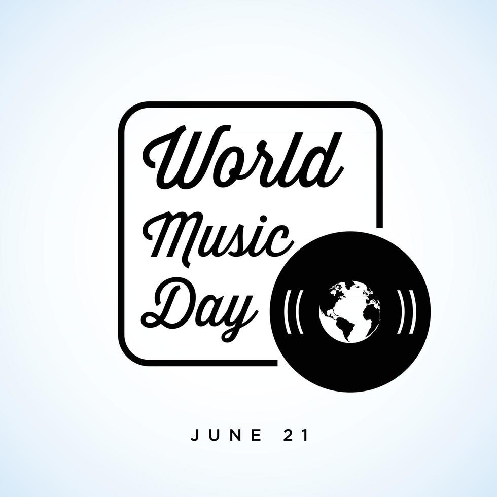 Happy world music day célébration main dessiner typographie - vecteur