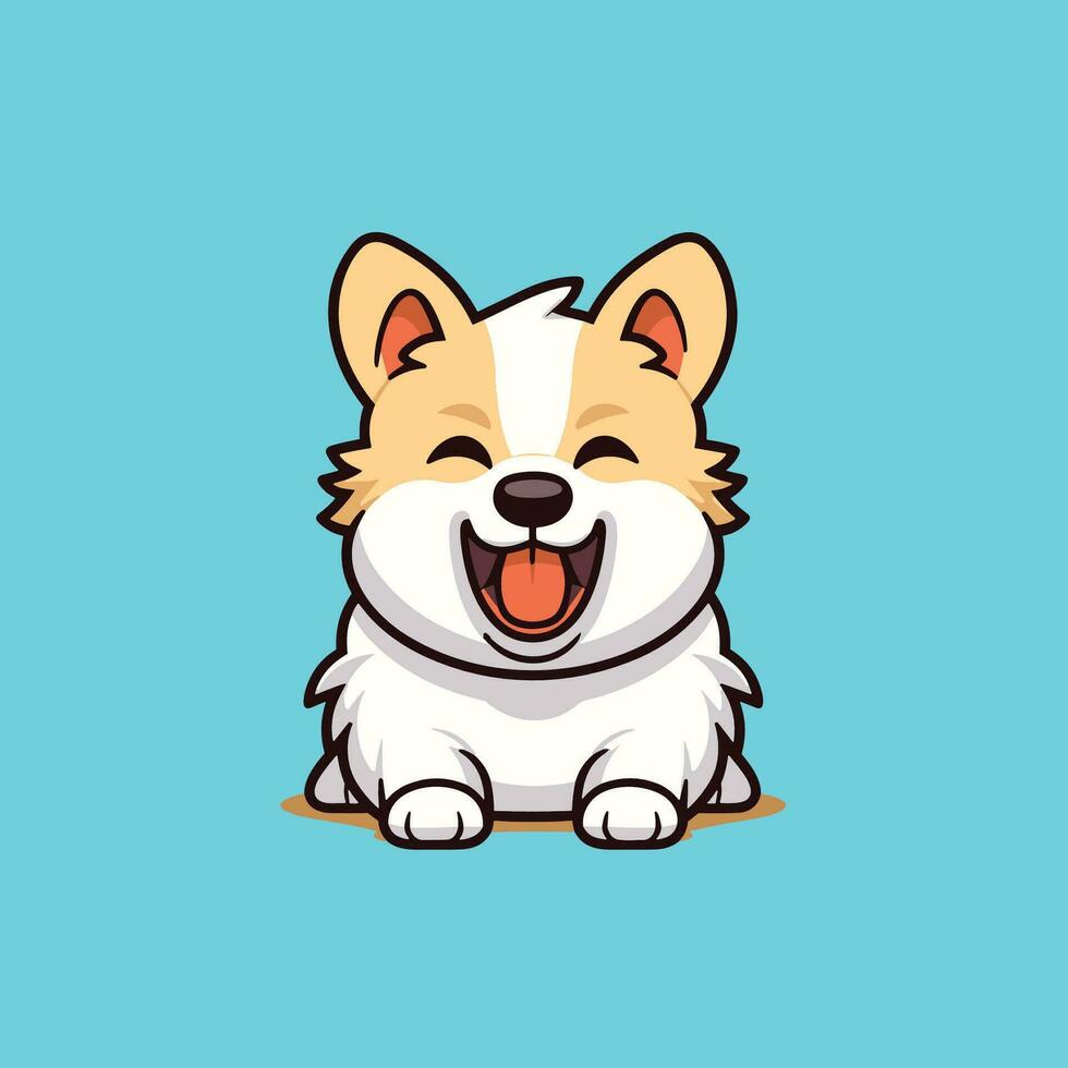 vecteur illustration de mignonne chien dessin animé en riant