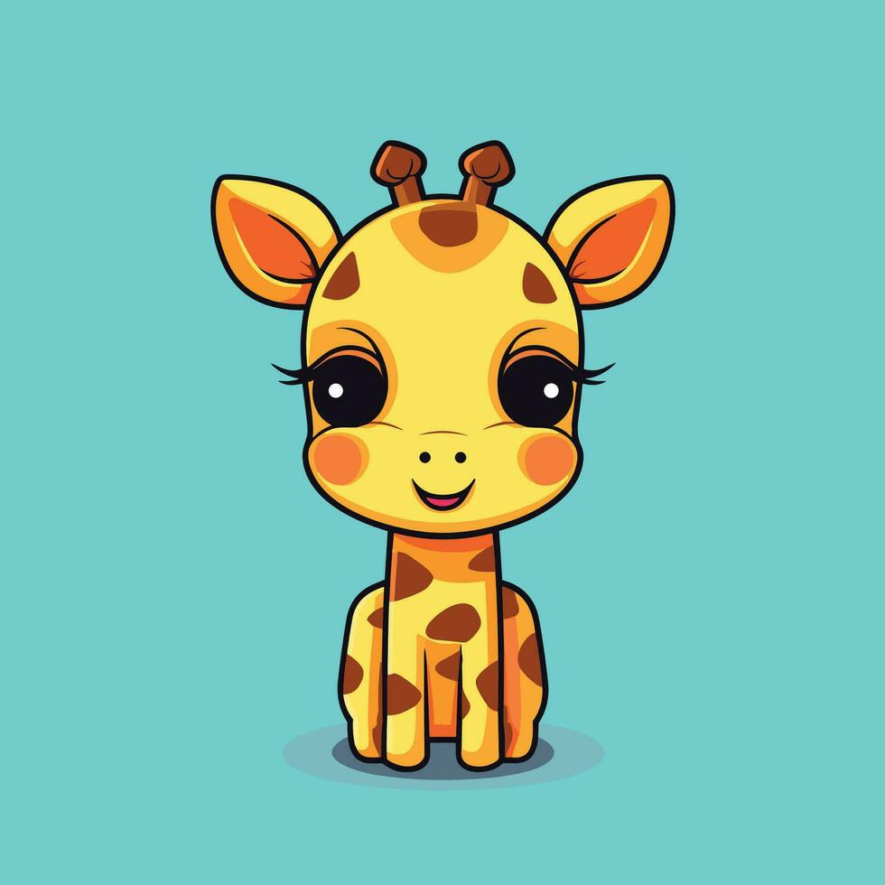 dessin animé mignon bébé girafe assis vecteur