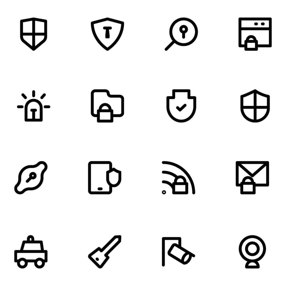ensemble de Sécurité prestations de service audacieux ligne Icônes vecteur