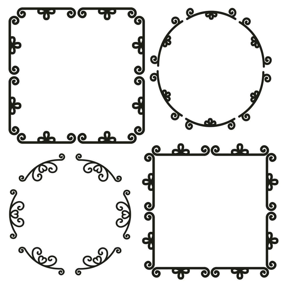 ensemble de botanique vecteur rond et carré les frontières. floral cadres