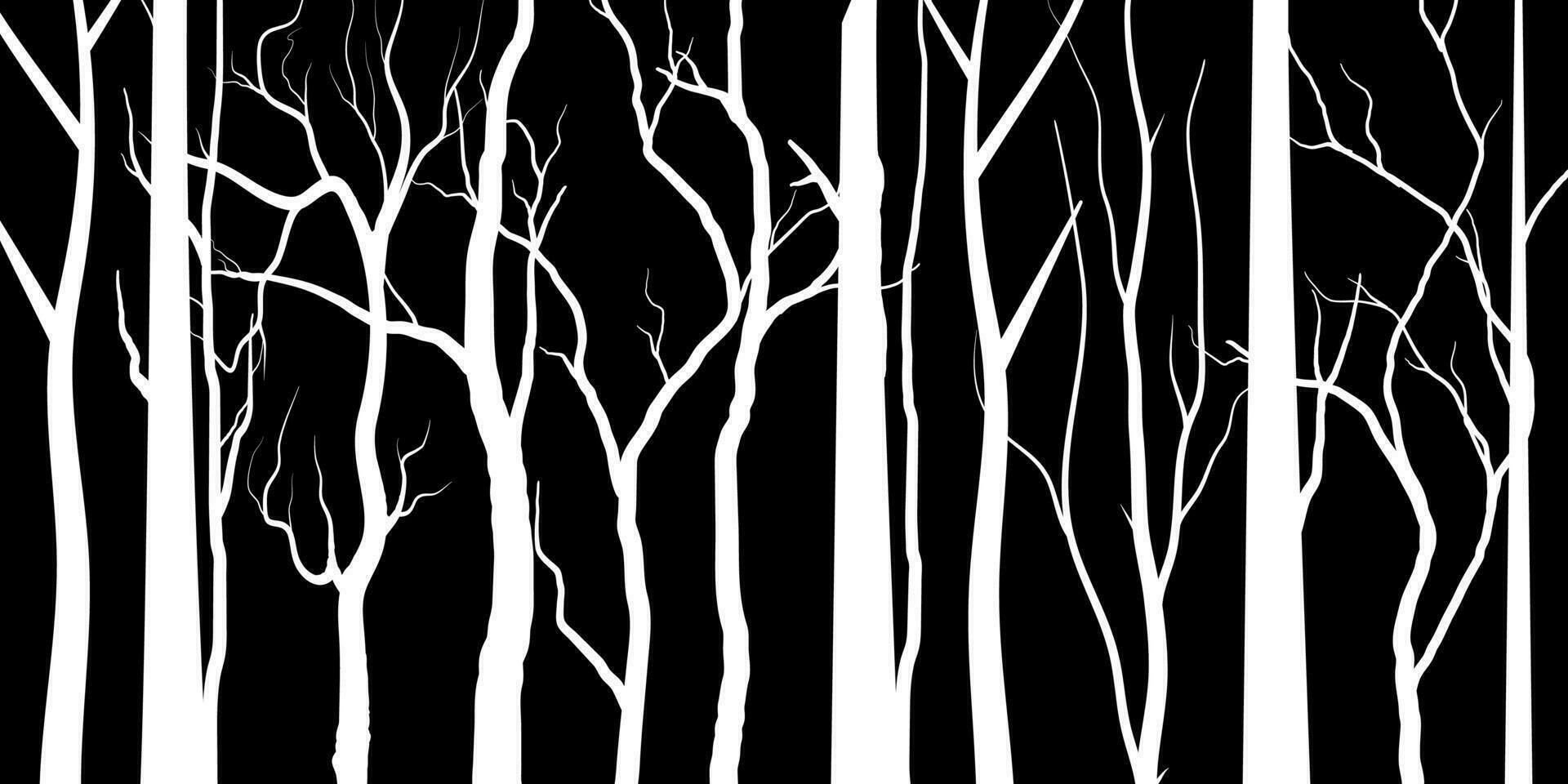 blanc branche arbre ou nu des arbres silhouettes ensemble. main tiré isolé illustrations. vecteur