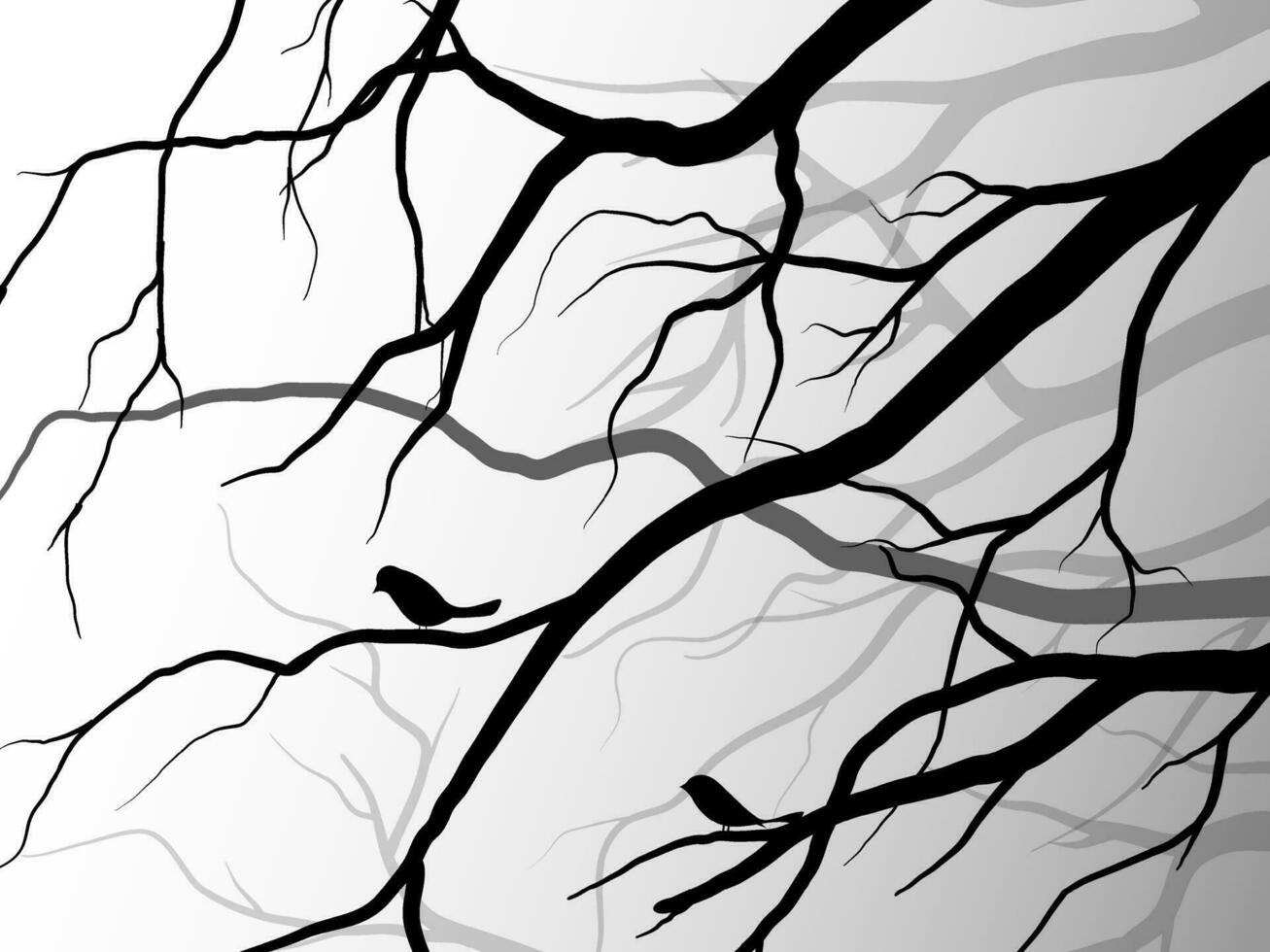 arbre de branche noire ou silhouettes d'arbres nus. illustrations isolées dessinées à la main. vecteur