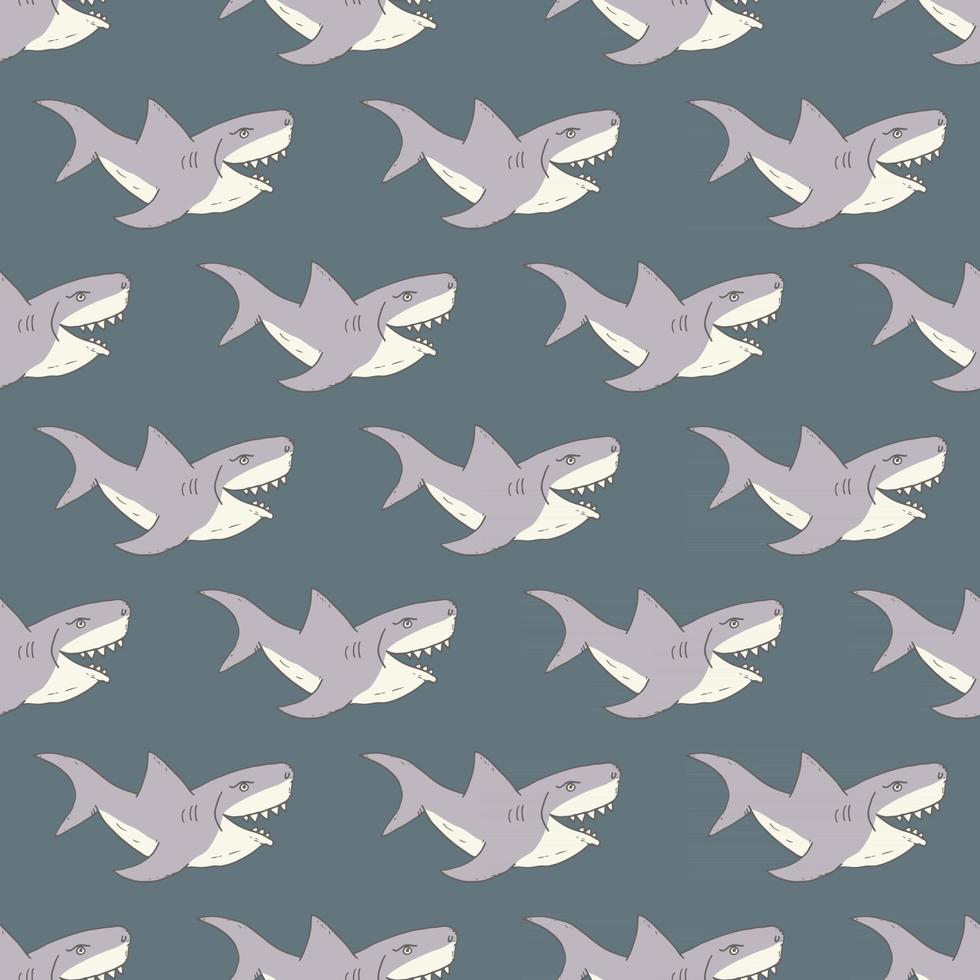 modèle sans couture de requin, requin doodle esquissé dessiné à la main, illustration vectorielle vecteur