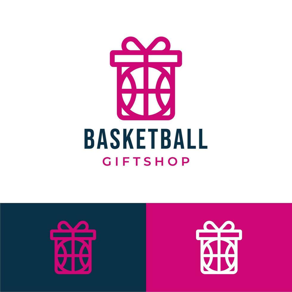 cadeau boîte et basketball logo icône vecteur illustration