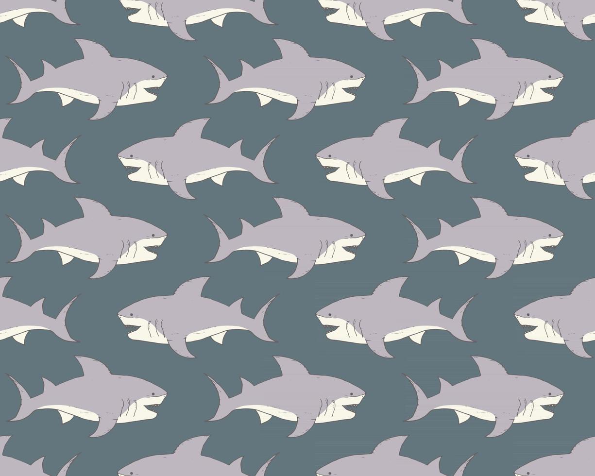 modèle sans couture de requin, requin doodle esquissé dessiné à la main, illustration vectorielle vecteur