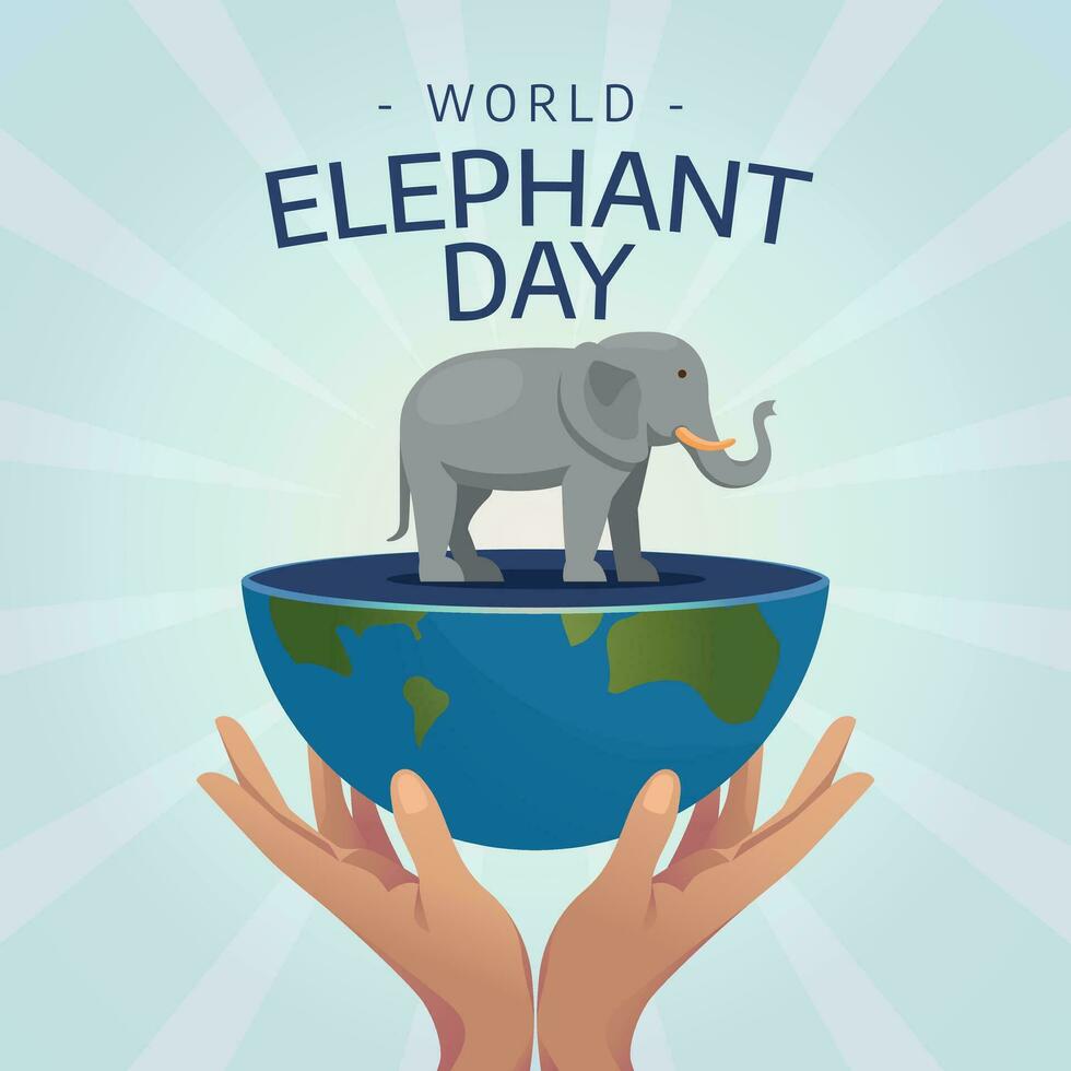 monde l'éléphant journée conception modèle pour fête. éléphant journée conception modèle pour salutation. bannière pour monde l'éléphant journée. l'éléphant vecteur image. plat conception. silhouette conception.