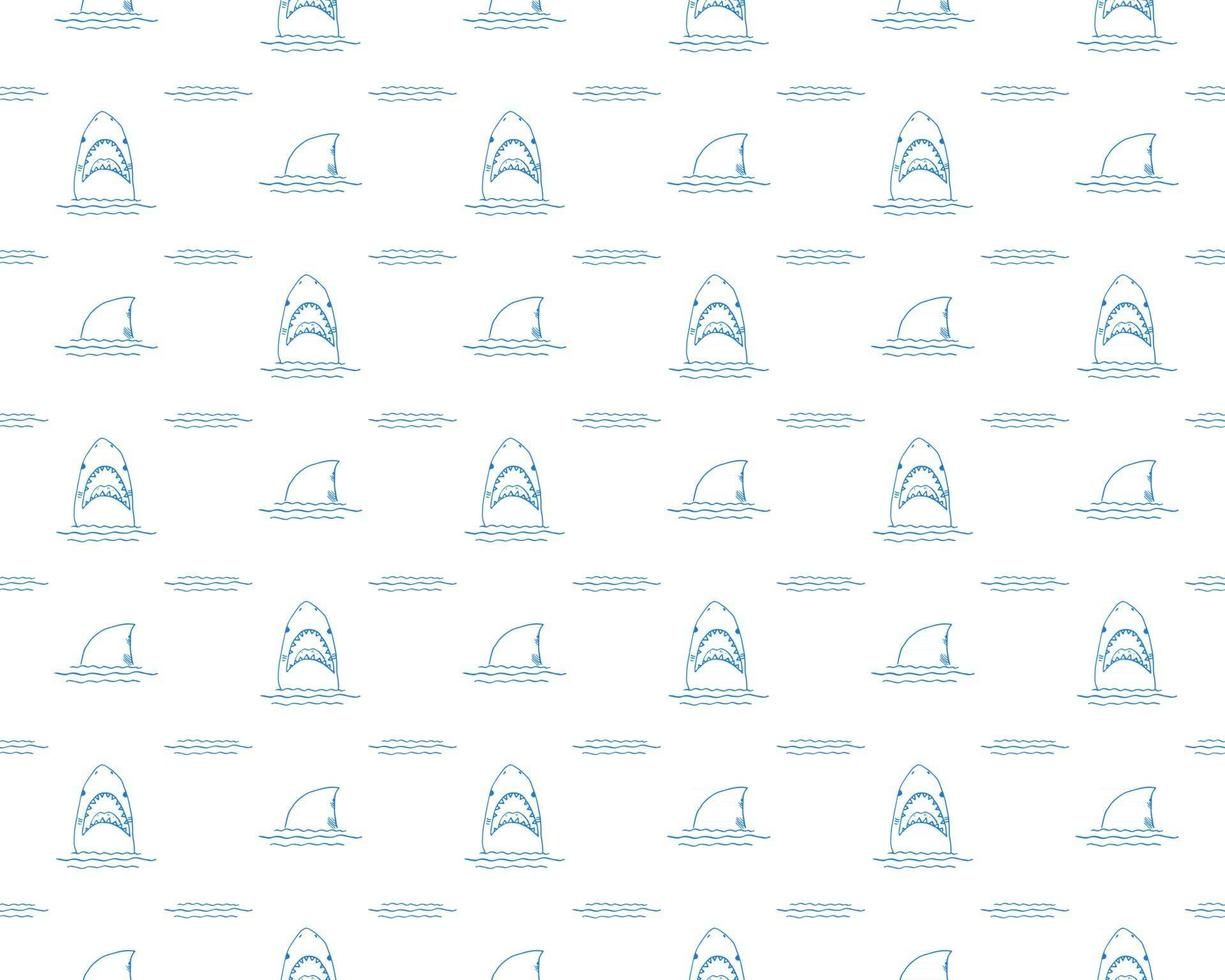 modèle sans couture de requin, requin doodle esquissé dessiné à la main, illustration vectorielle vecteur