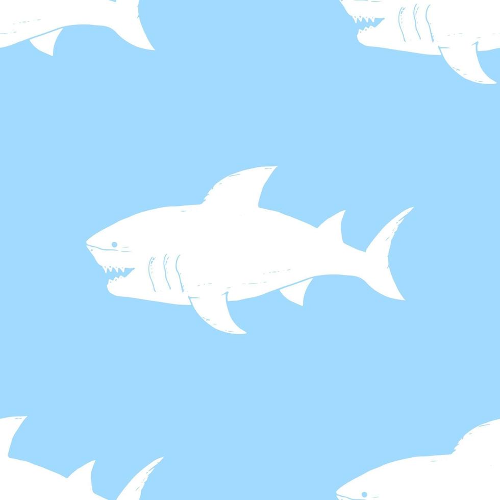 modèle sans couture de requin, requin doodle esquissé dessiné à la main, illustration vectorielle vecteur