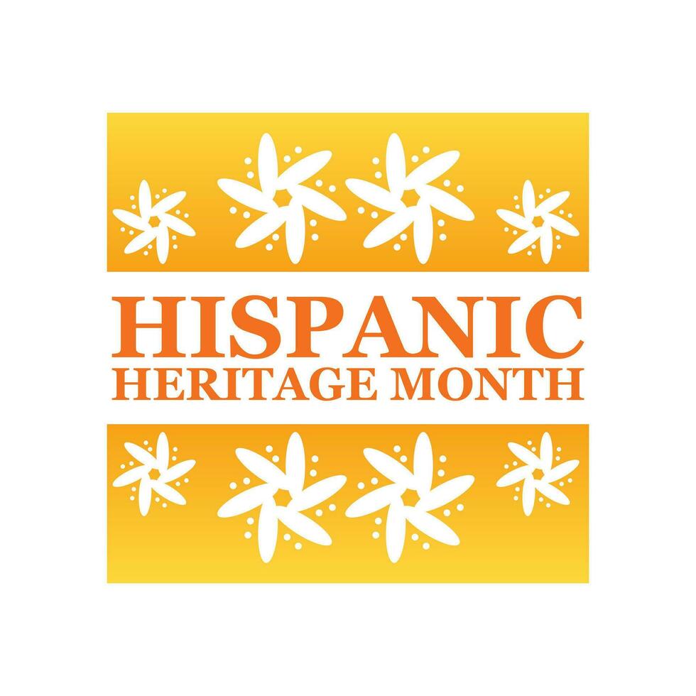 hispanique,héritage mois. isolé entête conception élément pour promotionnel bannière, Orange emblème avec floral élément. vecteur