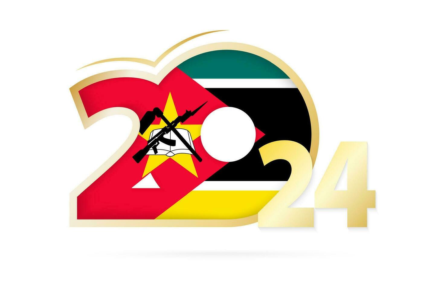 année 2024 avec mozambique drapeau modèle. vecteur