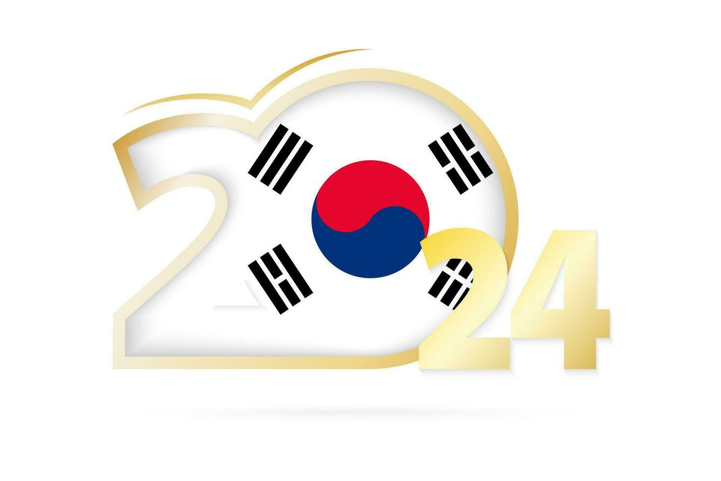 année 2024 avec Sud Corée drapeau modèle. vecteur