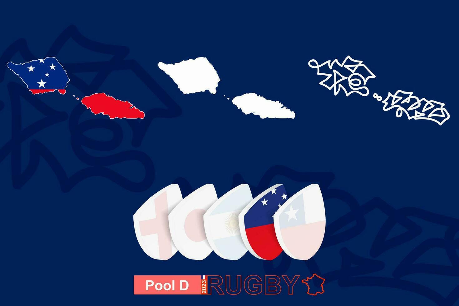 Plans de samoa dans Trois versions pour le rugby international championnat. vecteur