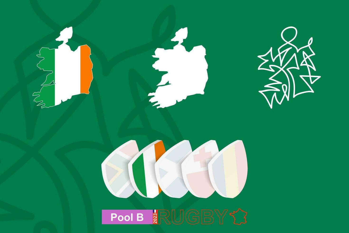 Plans de Irlande dans Trois versions pour le rugby international championnat. vecteur