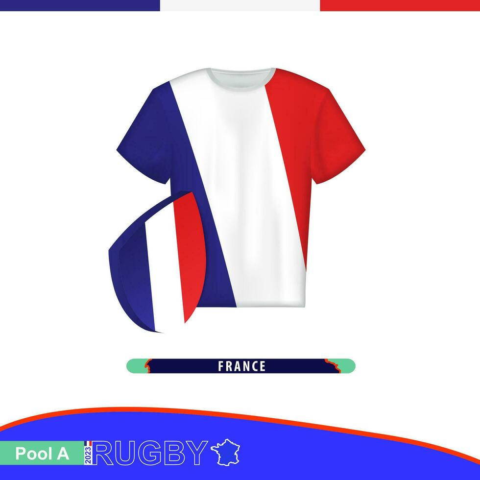 le rugby Jersey de France nationale équipe avec drapeau. vecteur