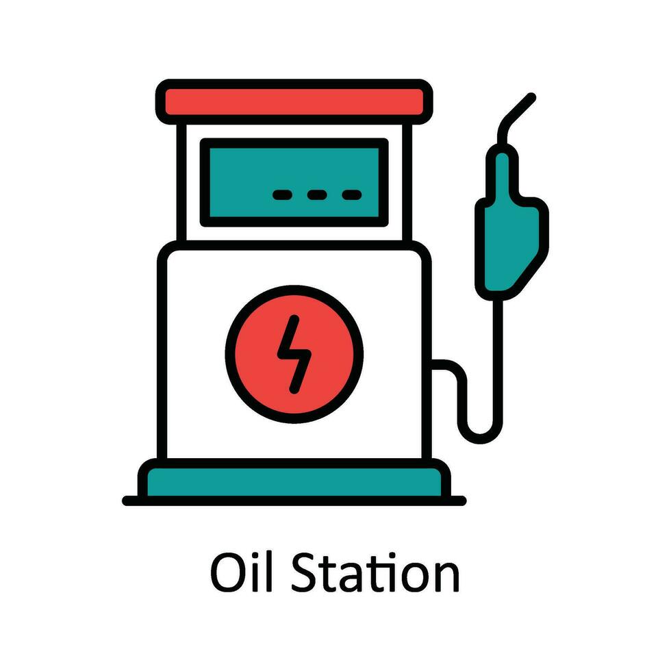 pétrole station vecteur remplir contour icône conception illustration. intelligent les industries symbole sur blanc Contexte eps dix fichier