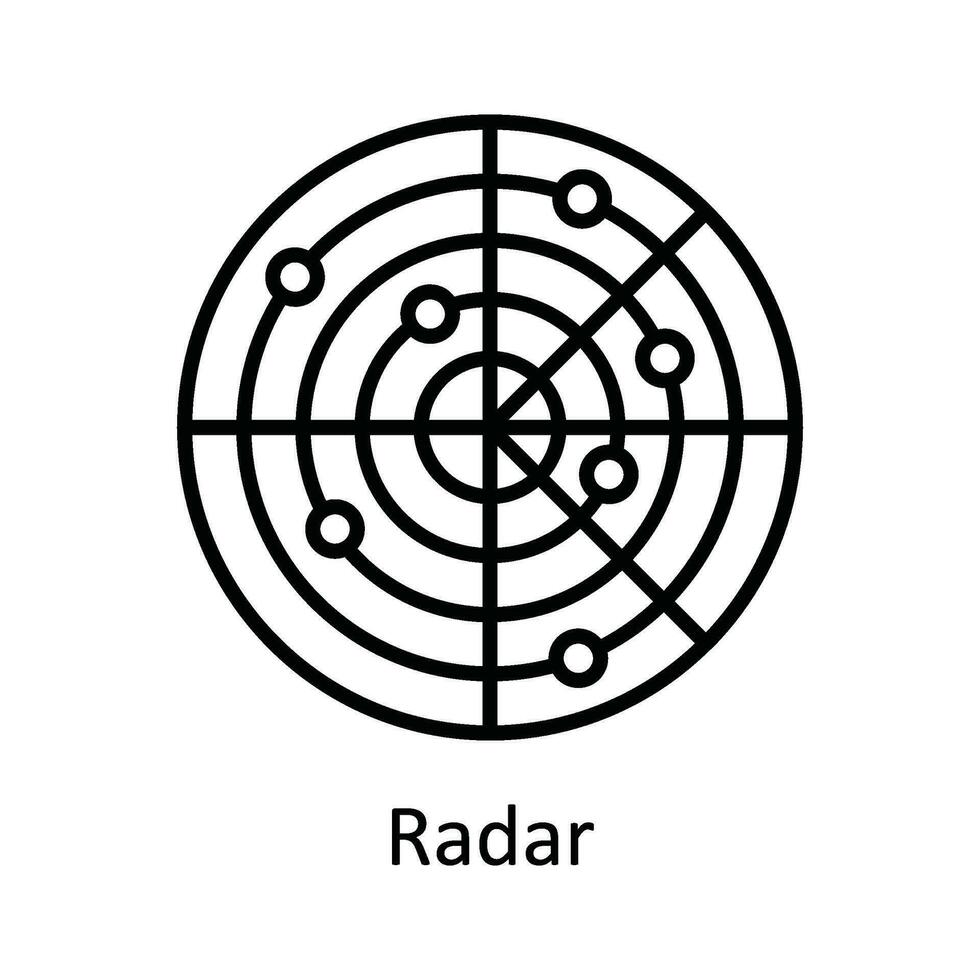 radar vecteur contour icône conception illustration. carte et la navigation symbole sur blanc Contexte eps dix fichier