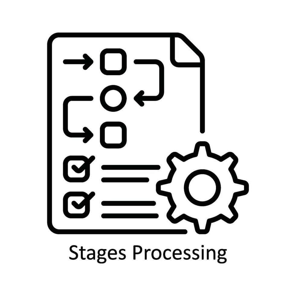 étapes En traitement vecteur contour icône conception illustration. produit la gestion symbole sur blanc Contexte eps dix fichier