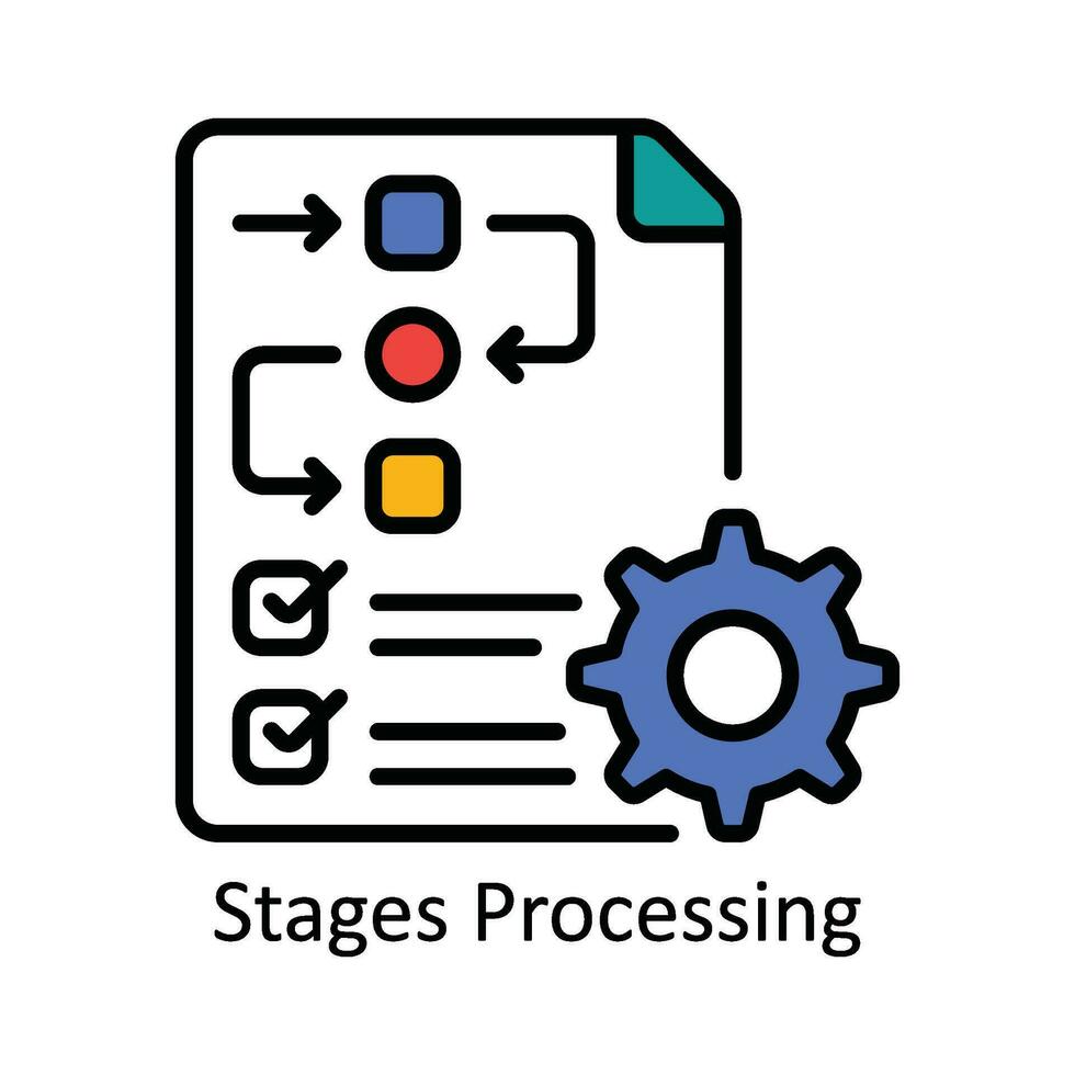 étapes En traitement vecteur remplir contour icône conception illustration. produit la gestion symbole sur blanc Contexte eps dix fichier