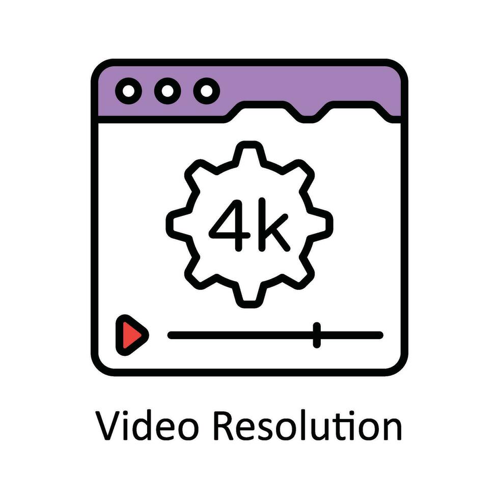 vidéo résolution vecteur remplir contour icône conception illustration. en ligne diffusion symbole sur blanc Contexte eps dix fichier