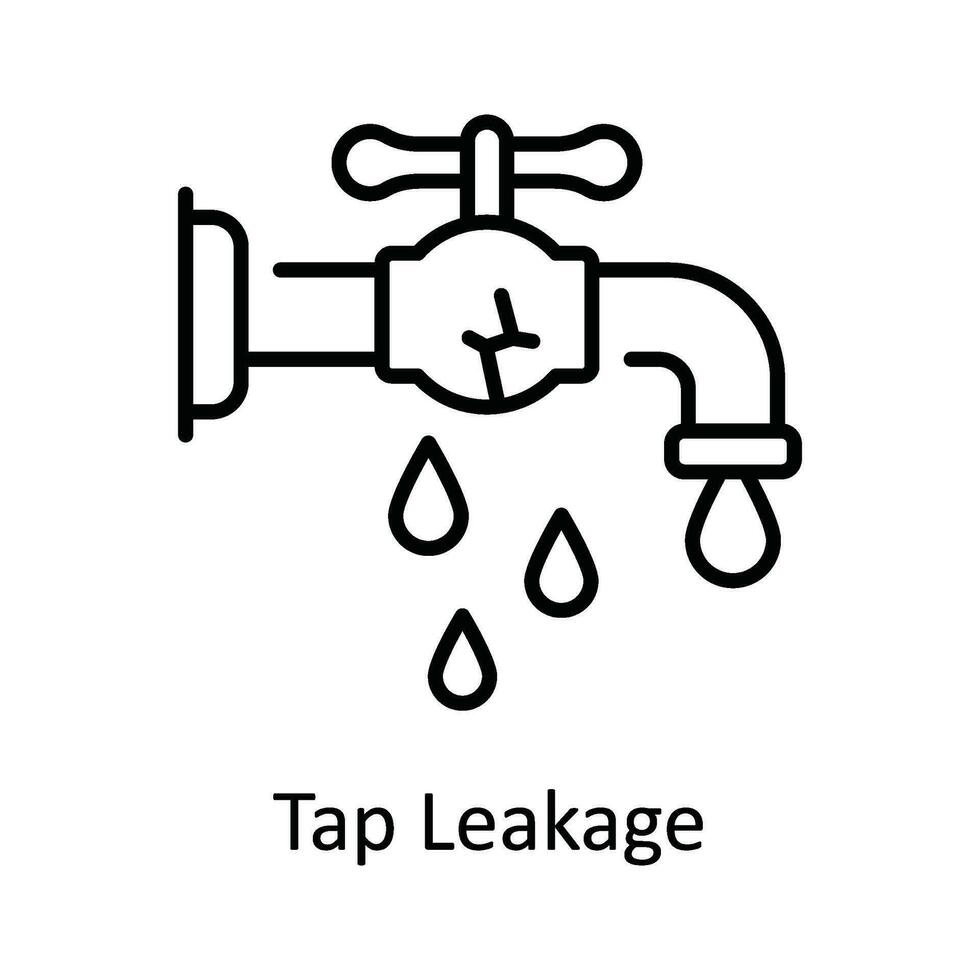 robinet fuite vecteur contour icône conception illustration. Accueil réparation et entretien symbole sur blanc Contexte eps dix fichier