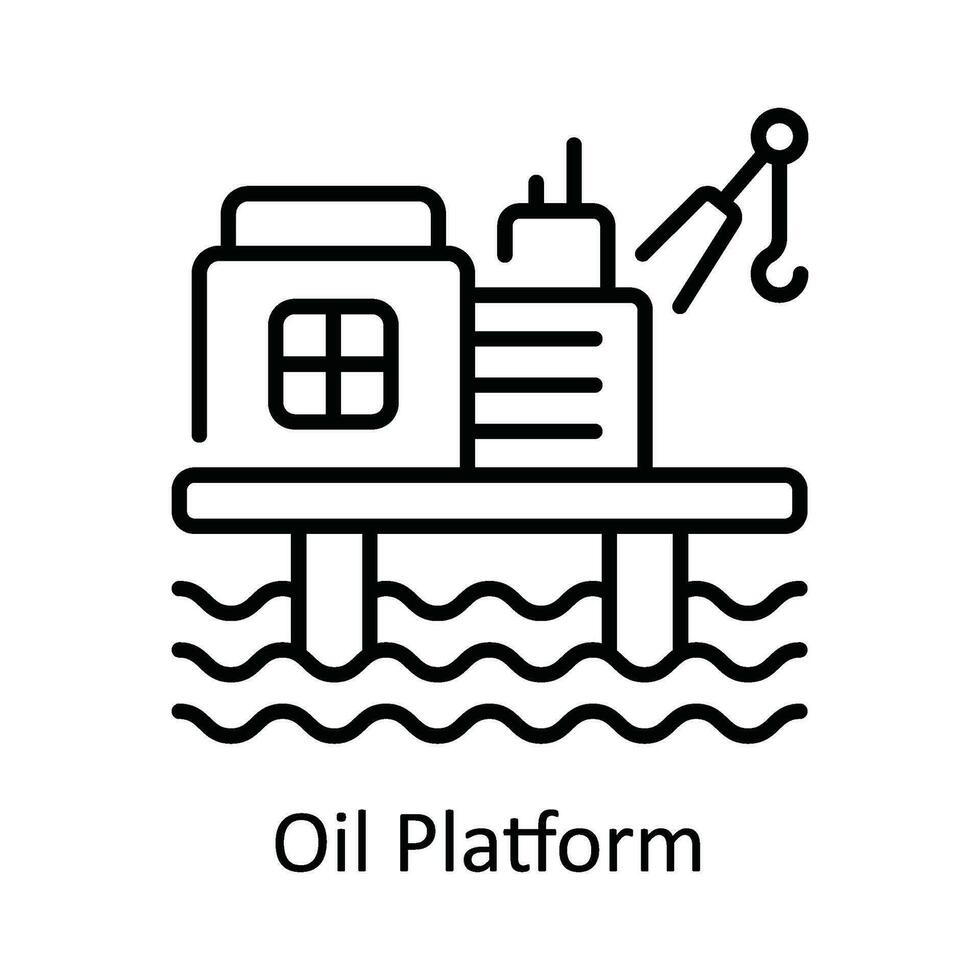 pétrole Plate-forme vecteur contour icône conception illustration. intelligent les industries symbole sur blanc Contexte eps dix fichier