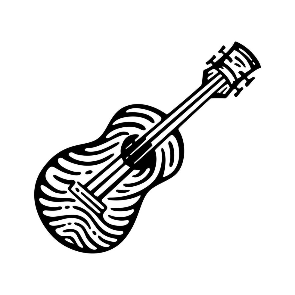 acoustique guitare dans ancien conception vecteur illustration.