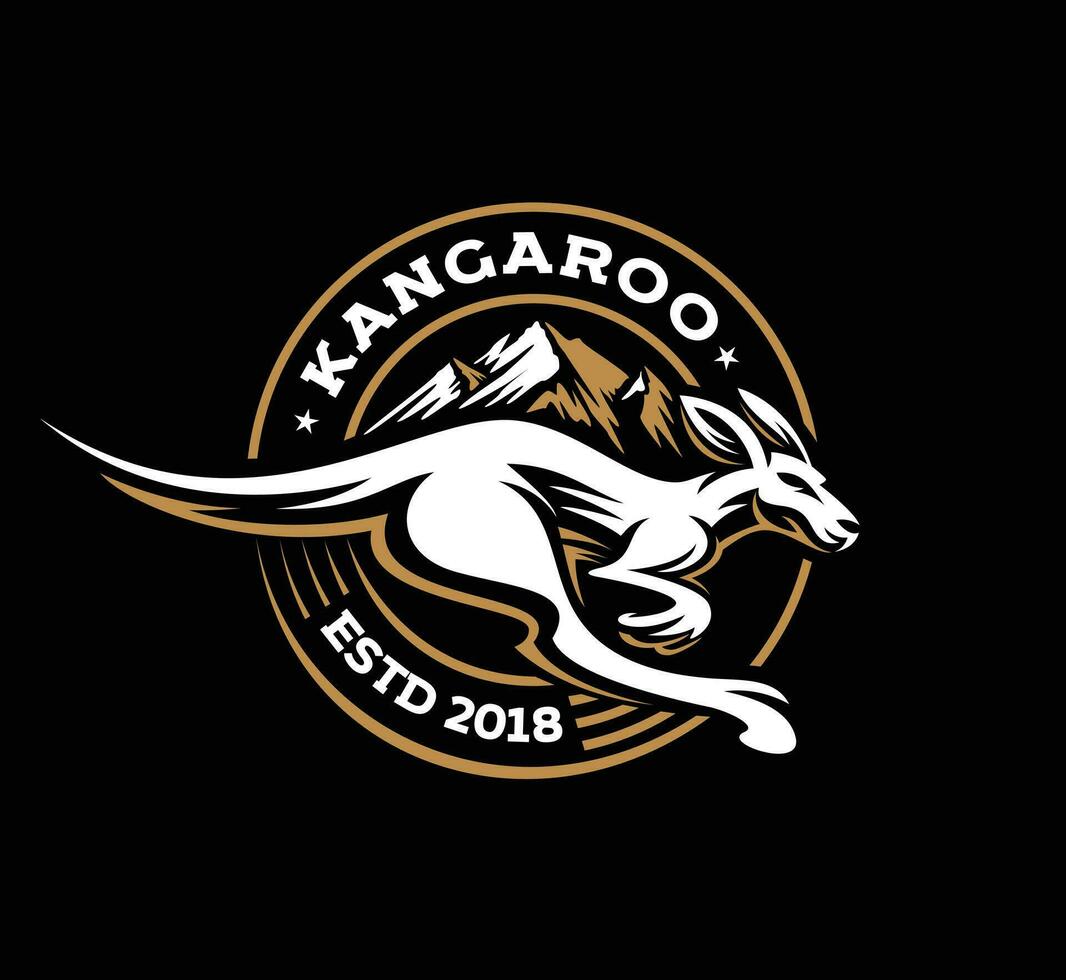 vite sauter kangourou logo rétro dans badge vecteur