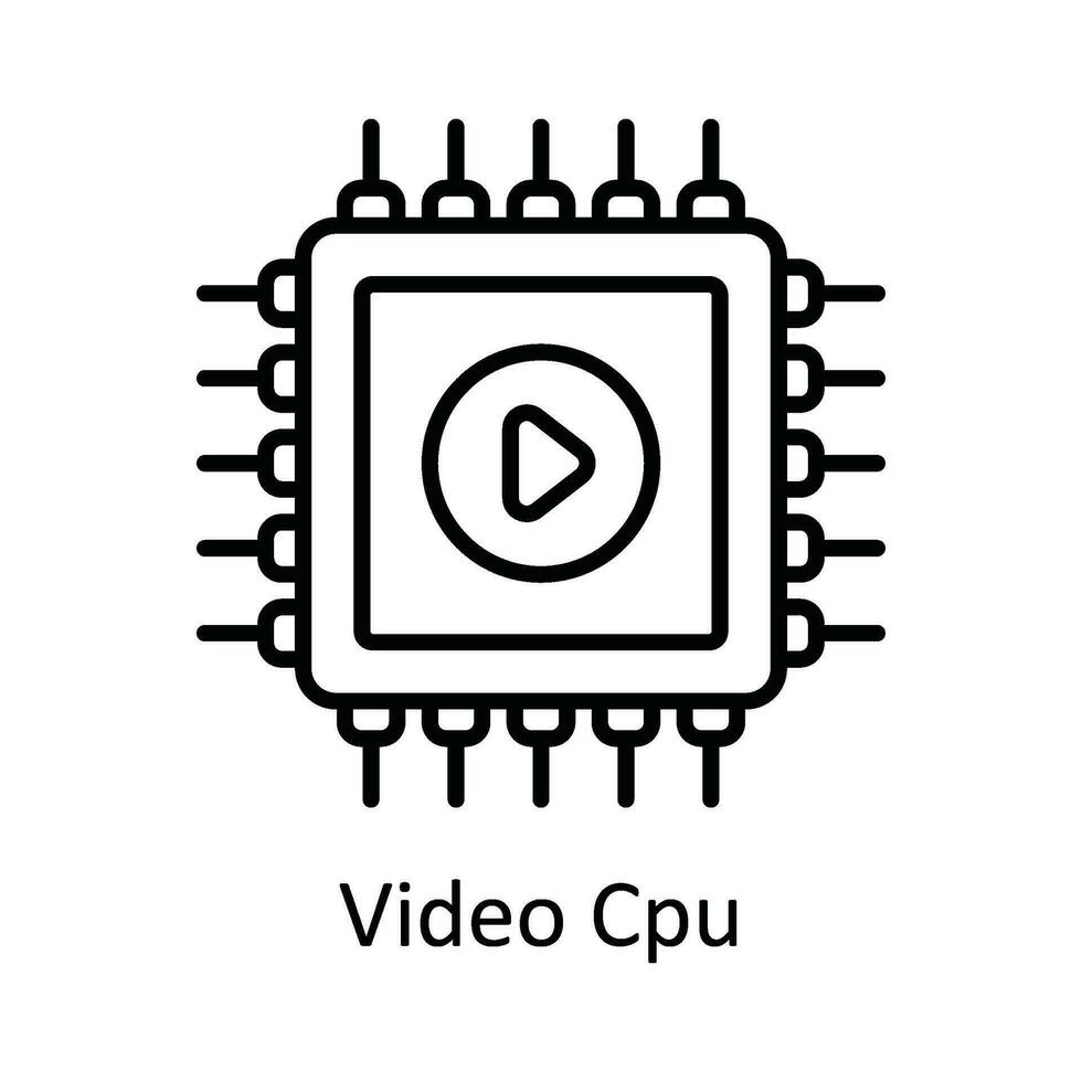 vidéo CPU vecteur contour icône conception illustration. en ligne diffusion symbole sur blanc Contexte eps dix fichier