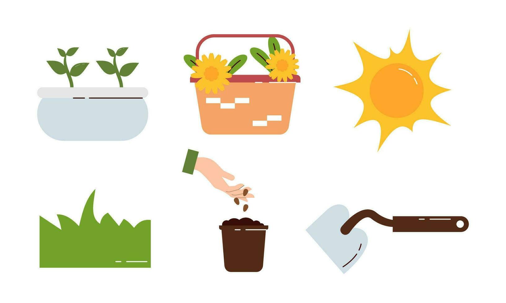 collection de jardin outils et les plantes jardinage logo vecteur