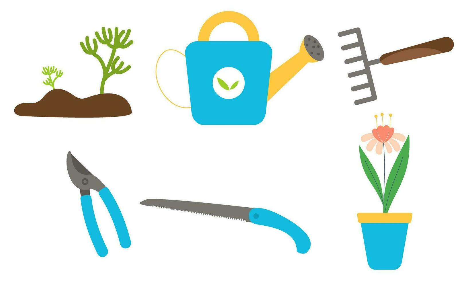 collection de jardin outils et les plantes jardinage logo vecteur