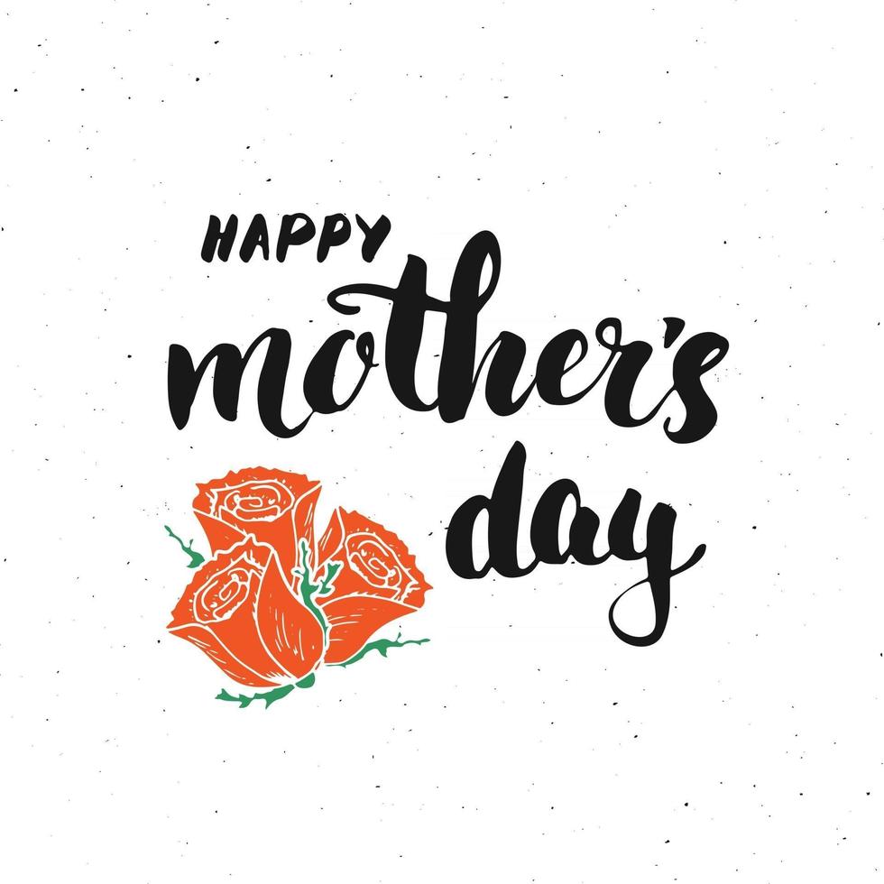 lettrage de main de bonne fête des mères. signe calligraphique avec des fleurs. illustration vectorielle de vacances carte de voeux design vecteur