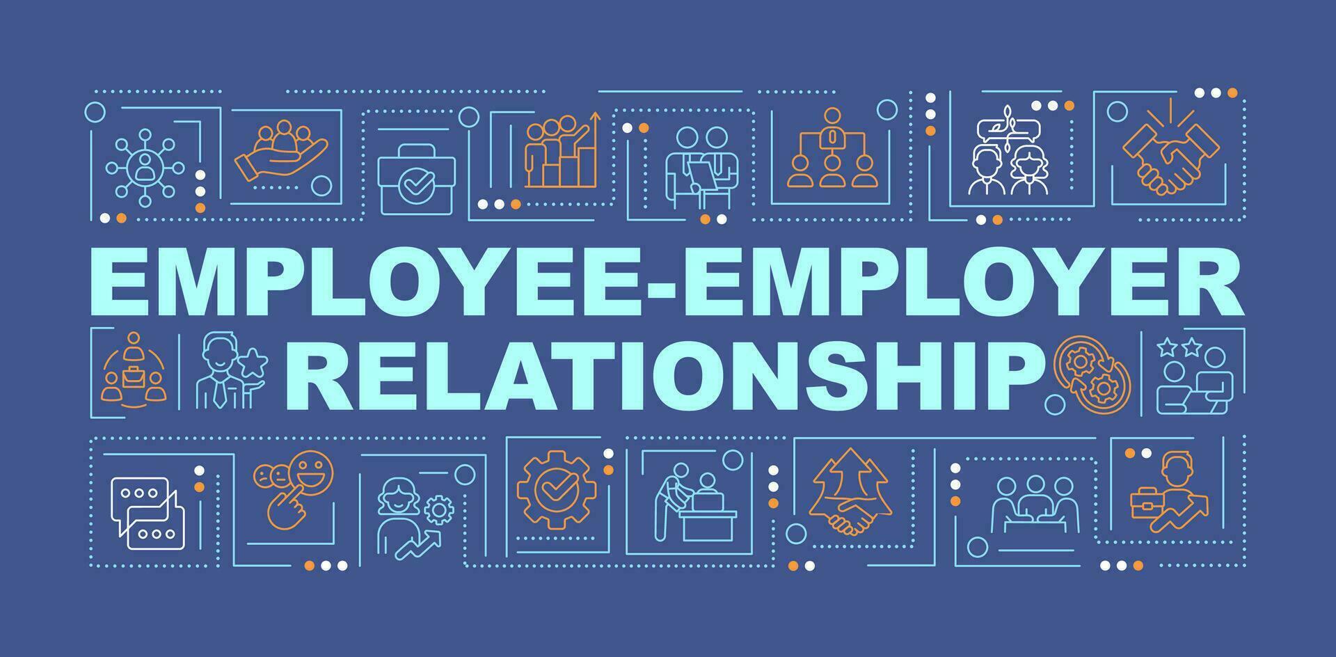 employé employeur relation mot concepts foncé bleu bannière. infographie avec modifiable Icônes sur Couleur Contexte. isolé typographie. vecteur illustration avec texte