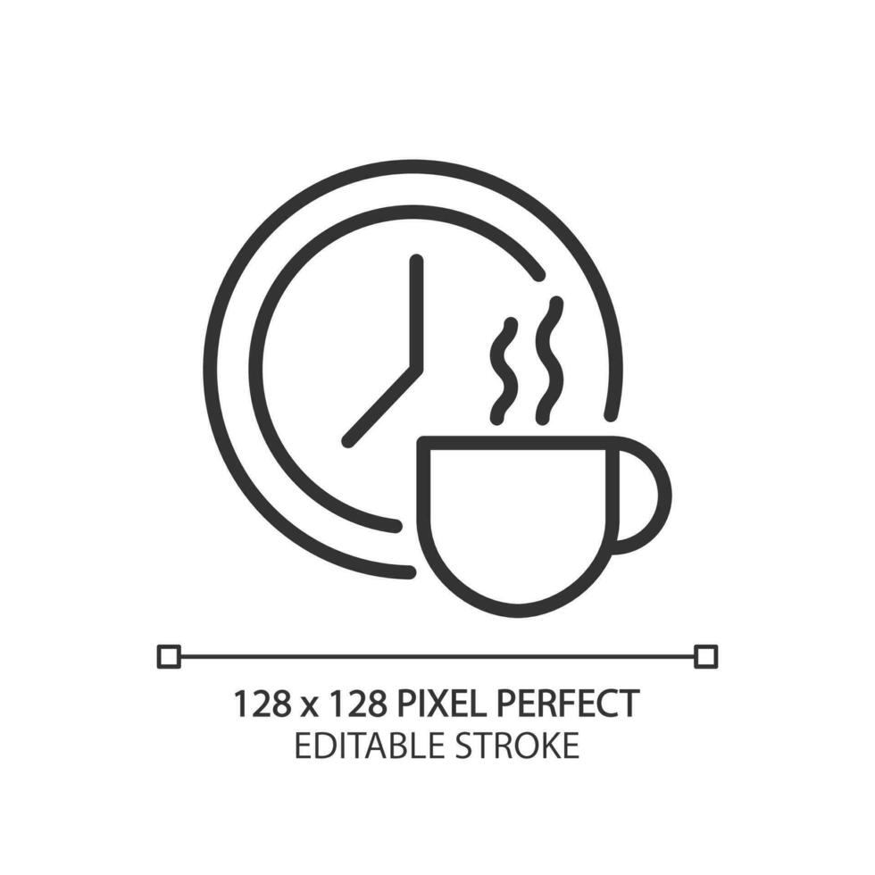 Pause temps pixel parfait linéaire icône. programmé période pour employé déjeuner. non productif temps. mince ligne illustration. contour symbole. vecteur contour dessin. modifiable accident vasculaire cérébral