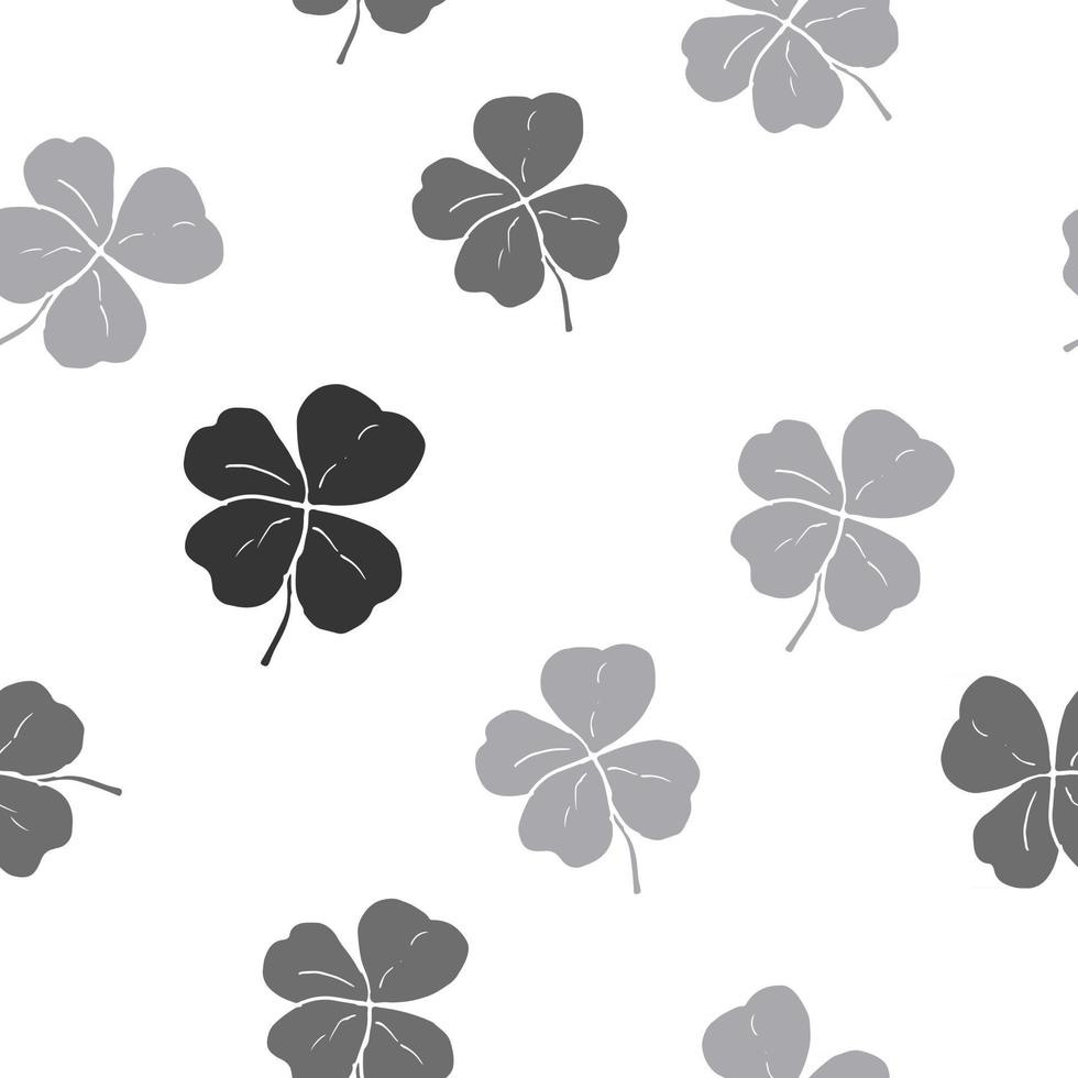 feuille de trèfle dessinés à la main doodle illustration vectorielle de modèle sans couture. symbole de la Saint-Patrick, fond de shamrock chanceux irlandais vecteur