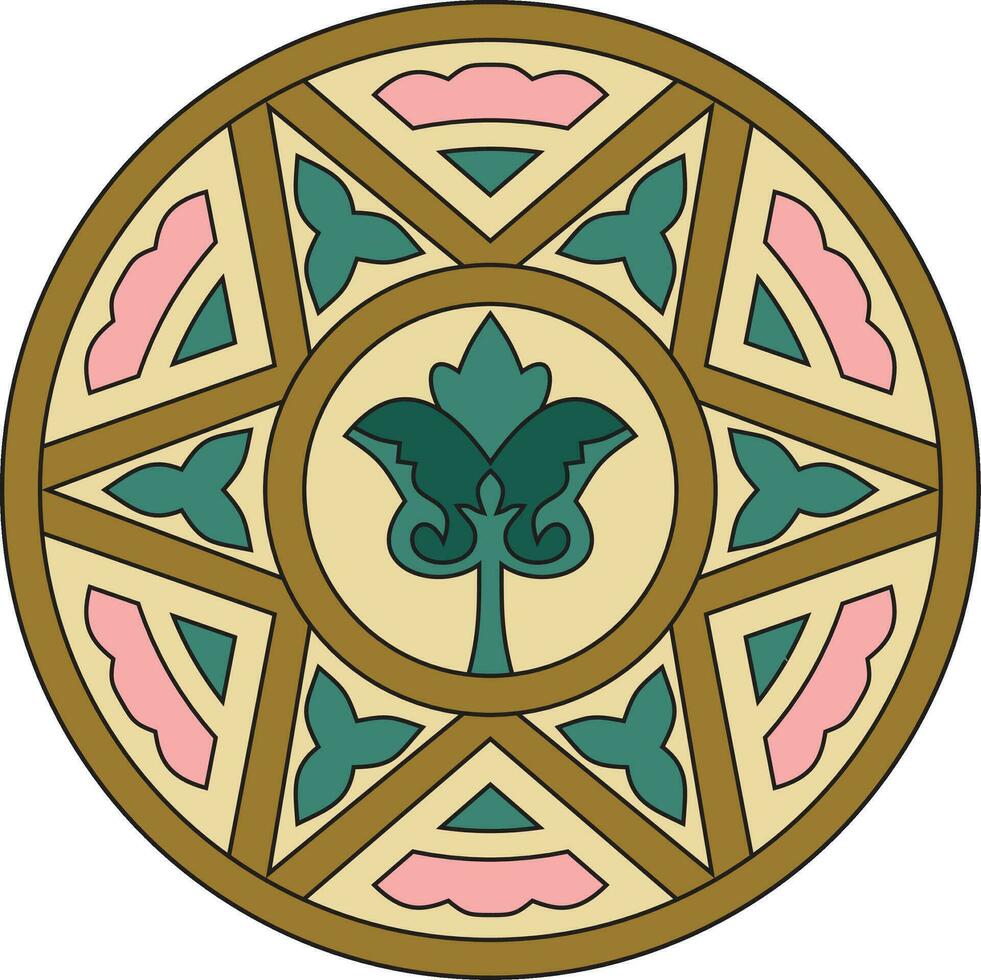 vecteur coloré rond ancien byzantin ornement. classique cercle de le est romain Empire, Grèce. modèle motifs de constantinople