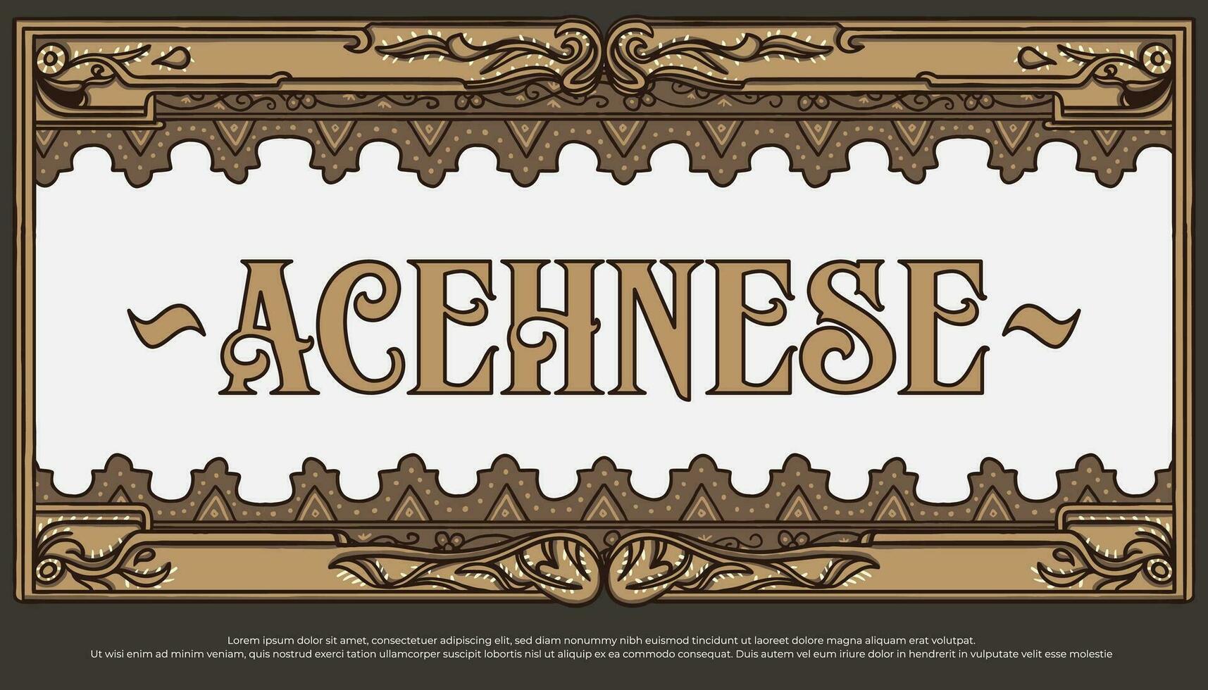 luxe acehnais typographie avec frontière décoration batique, abstrait Cadre illustration vecteur