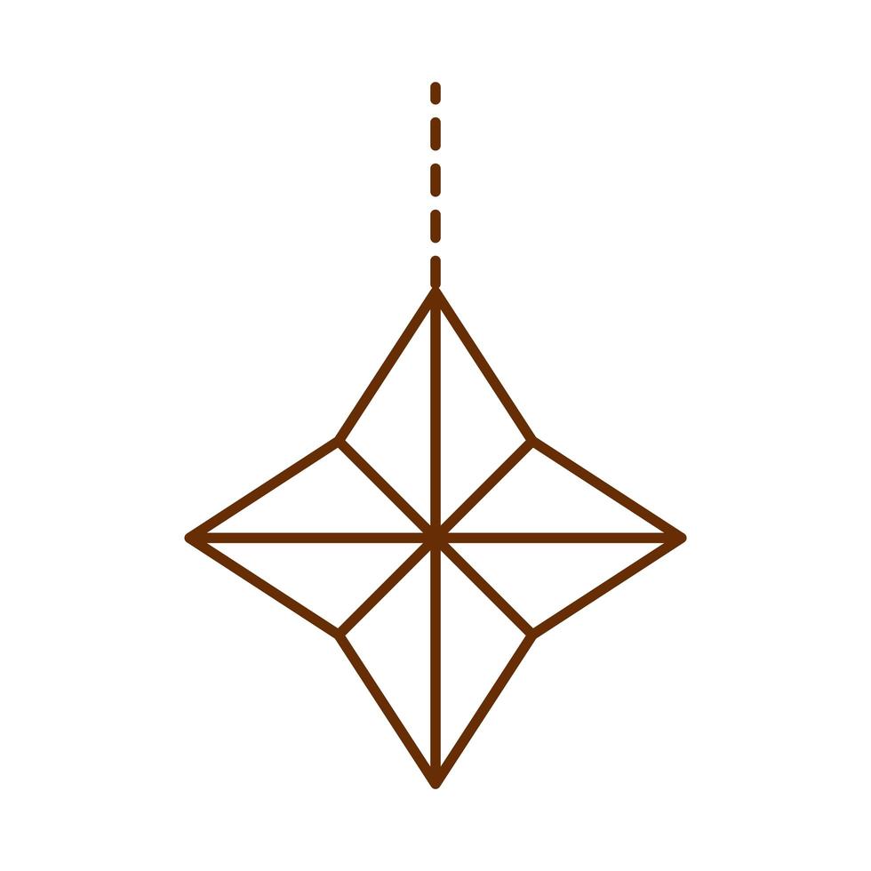 joyeux noël suspendu étoile ornement décoration dessin animé icône de ligne vecteur