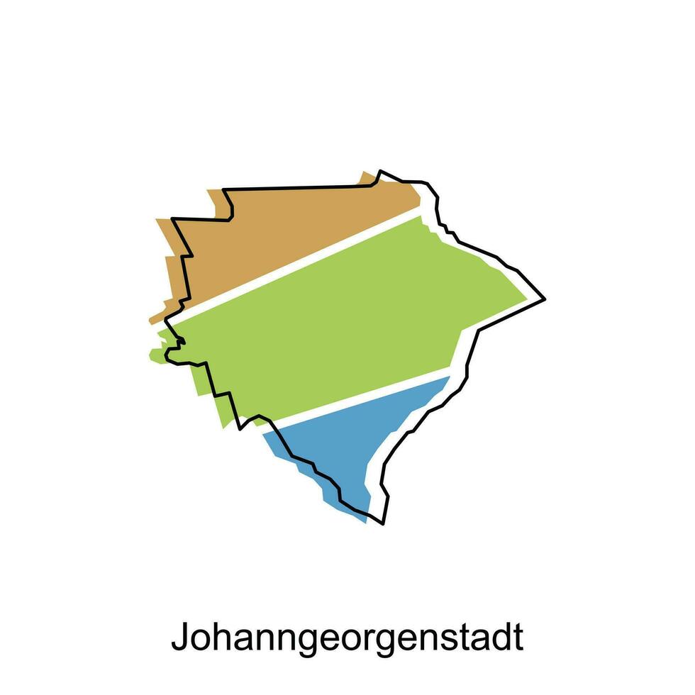 Johanngeorgenstadt carte, détaillé contour coloré Régions de le allemand pays. vecteur illustration modèle conception